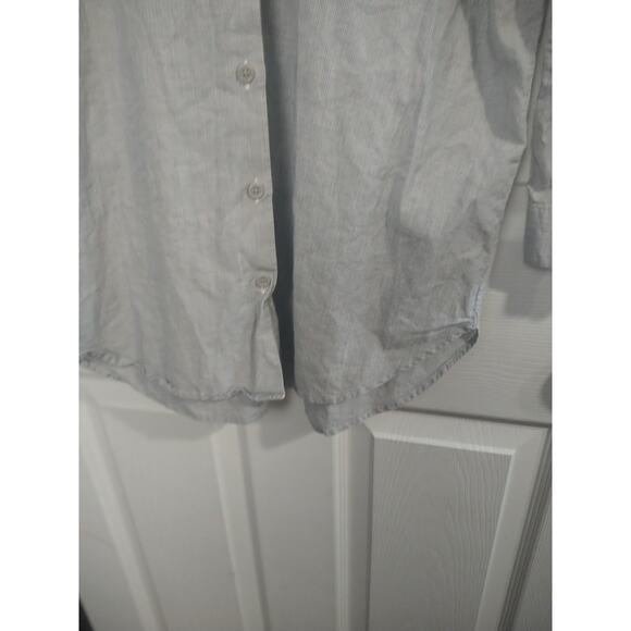 Sibel Saral Blouse Micro Stripe Ruffle Shoulder 3/4 Sleeve Button Front-med - Picture 8 of 9